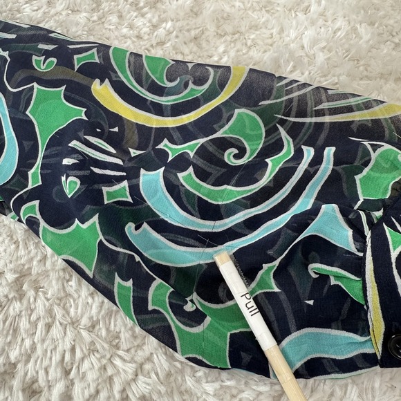 Banana Republic Blouse Womens Medium Swirl Print LS Boho Abstract Hippie Gypsy - Picture 6 of 11